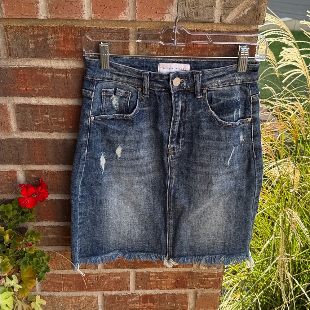RISEN Ladies S Denim Distressed Jean Skirt